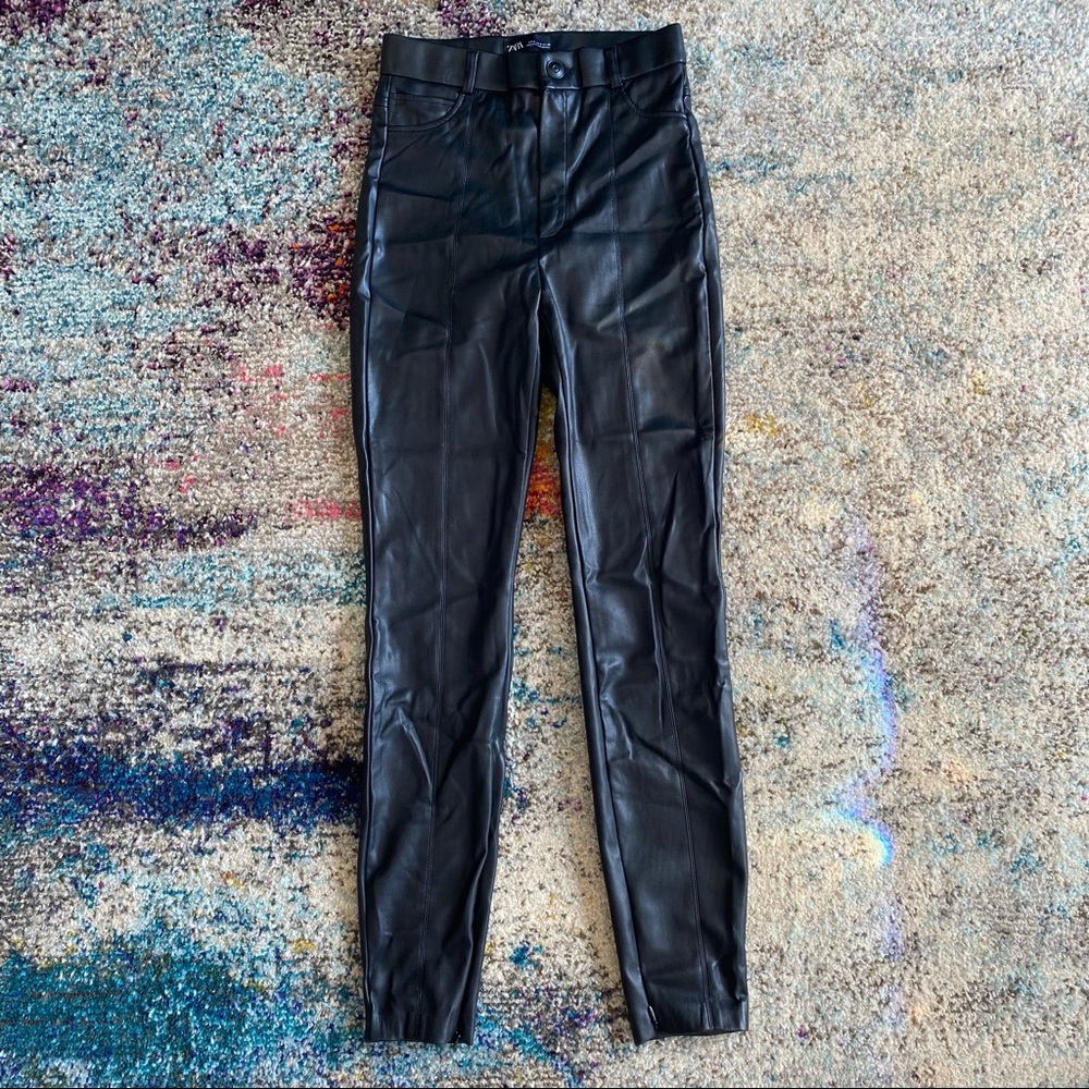 Zara Black Faux Leather Skinny Pants